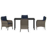 Set da Pranzo per Giardino con cuscino 5 pcs Grigio polyrattan