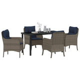 Set da Pranzo per Giardino con cuscino 5 pcs Grigio polyrattan