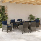 Set da Pranzo per Giardino con cuscino 7 pcs Grigio polyrattan