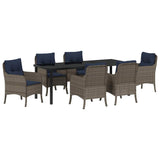 Set da Pranzo per Giardino con cuscino 7 pcs Grigio polyrattan