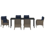 Set da Pranzo per Giardino con cuscino 7 pcs Grigio polyrattan