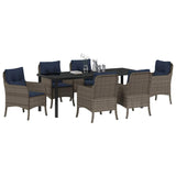 Set da Pranzo per Giardino con cuscino 7 pcs Grigio polyrattan
