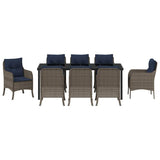 Set da Pranzo per Giardino con cuscino 9 pcs Grigio polyrattan