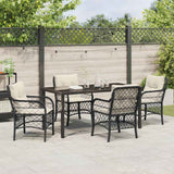 Set da Pranzo per Giardino con cuscino 5 pcs Nero polyrattan