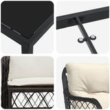 Set da Pranzo per Giardino con cuscino 7 pcs Nero polyrattan