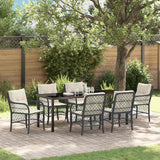 Set da Pranzo per Giardino con cuscino 7 pcs Nero polyrattan