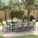 Set da Pranzo per Giardino con cuscino 9 pcs Nero polyrattan