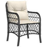 Set da Pranzo per Giardino con cuscino 9 pcs Nero polyrattan