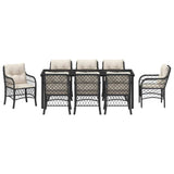 Set da Pranzo per Giardino con cuscino 9 pcs Nero polyrattan