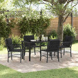 Set da Pranzo per Giardino con cuscino 5 pcs Nero polyrattan