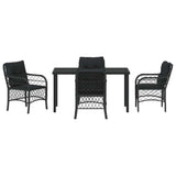 Set da Pranzo per Giardino con cuscino 5 pcs Nero polyrattan