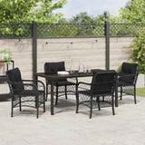 Set da Pranzo per Giardino con cuscino 5 pcs Nero polyrattan