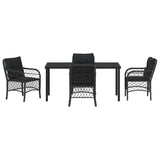 Set da Pranzo per Giardino con cuscino 5 pcs Nero polyrattan