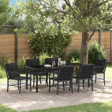 Set da Pranzo per Giardino con cuscino 7 pcs Nero polyrattan