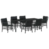 Set da Pranzo per Giardino con cuscino 7 pcs Nero polyrattan