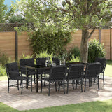 Set da Pranzo per Giardino con cuscino 9 pcs Nero polyrattan