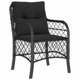 Set da Pranzo per Giardino con cuscino 9 pcs Nero polyrattan