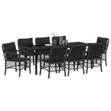 Set da Pranzo per Giardino con cuscino 9 pcs Nero polyrattan