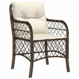 Set da Pranzo per Giardino con cuscino 5 pcs Marrone polyrattan