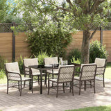 Set da Pranzo per Giardino con cuscino 7 pcs Marrone polyrattan