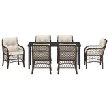 Set da Pranzo per Giardino con cuscino 7 pcs Marrone polyrattan