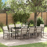 Set da Pranzo per Giardino con cuscino 9 pcs Marrone polyrattan
