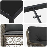 Set da Pranzo per Giardino con cuscino 5 pcs Grigio polyrattan