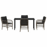 Set da Pranzo per Giardino con cuscino 5 pcs Grigio polyrattan