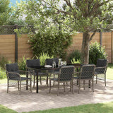 Set da Pranzo per Giardino con cuscino 7 pcs Grigio polyrattan
