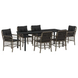 Set da Pranzo per Giardino con cuscino 7 pcs Grigio polyrattan