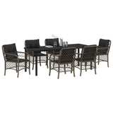 Set da Pranzo per Giardino con cuscino 7 pcs Grigio polyrattan