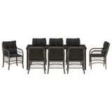 Set da Pranzo per Giardino con cuscino 9 pcs Grigio polyrattan