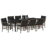 Set da Pranzo per Giardino con cuscino 9 pcs Grigio polyrattan