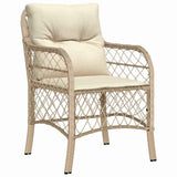 Set da Pranzo per Giardino con cuscino 5 pcs Beige polyrattan