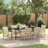 Set da Pranzo per Giardino con cuscino 7 pcs Beige polyrattan