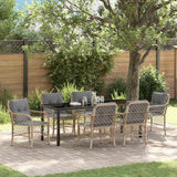 Set da Pranzo per Giardino con cuscino 7 pcs Beige polyrattan