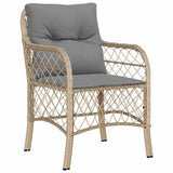 Set da Pranzo per Giardino con cuscino 9 pcs Beige polyrattan