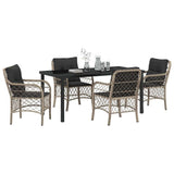 Set da Pranzo per Giardino 5 pcs Grigio chiaro polyrattan