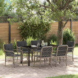 Set da Pranzo per Giardino 7 pcs Grigio chiaro polyrattan