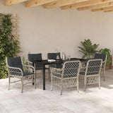 Set da Pranzo per Giardino 7 pcs Grigio chiaro polyrattan