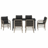 Set da Pranzo per Giardino 7 pcs Grigio chiaro polyrattan