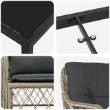 Set da Pranzo per Giardino 7 pcs Grigio chiaro polyrattan