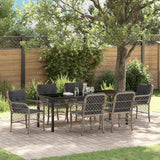 Set da Pranzo per Giardino 7 pcs Grigio chiaro polyrattan