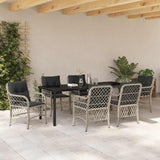 Set da Pranzo per Giardino 7 pcs Grigio chiaro polyrattan