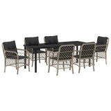 Set da Pranzo per Giardino 7 pcs Grigio chiaro polyrattan