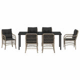 Set da Pranzo per Giardino 7 pcs Grigio chiaro polyrattan