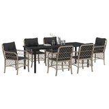 Set da Pranzo per Giardino 7 pcs Grigio chiaro polyrattan