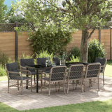 Set da Pranzo per Giardino 9 pcs Grigio chiaro polyrattan