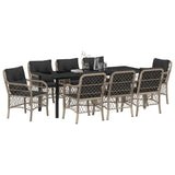 Set da Pranzo per Giardino 9 pcs Grigio chiaro polyrattan