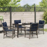 Set da Pranzo per Giardino 5 pcs Grigio e Nero Rattan